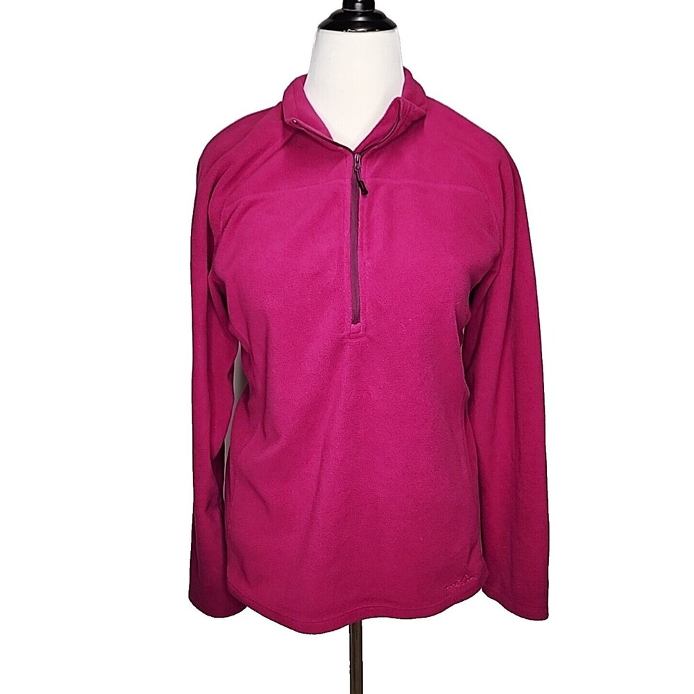 Eddie Bauer Women Size XXL Red 1/4 Zip Fleece Long Sleeve Sweatshirt EUC